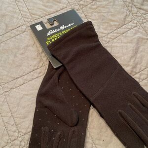 Eddie Bauer fleece gloves, touch screen compatible thumb and pointer finger.